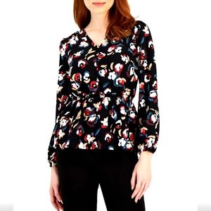 Alfani smocked floral top Sz L